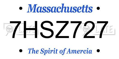 7HSZ727 Massachusetts License Plate