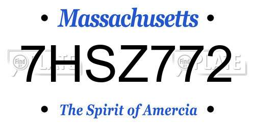 7HSZ772 Massachusetts License Plate