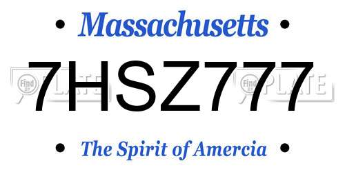 7HSZ777 Massachusetts License Plate