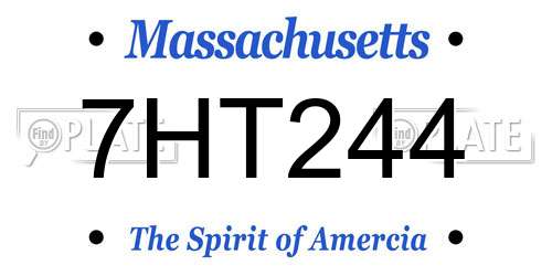 7HT244 Massachusetts License Plate