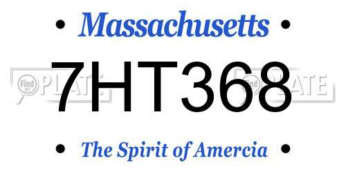 7HT368 Massachusetts License Plate