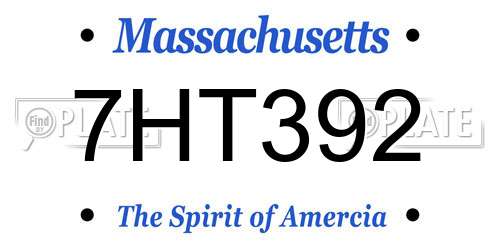 7HT392 Massachusetts License Plate