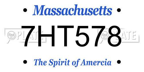 7HT578 Massachusetts License Plate