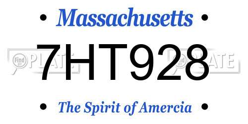7HT928 Massachusetts License Plate