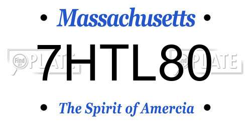 7HTL80 Massachusetts License Plate