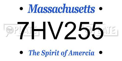 7HV255 Massachusetts License Plate
