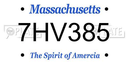 7HV385 Massachusetts License Plate