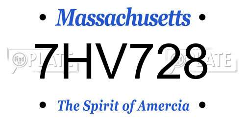 7HV728 Massachusetts License Plate