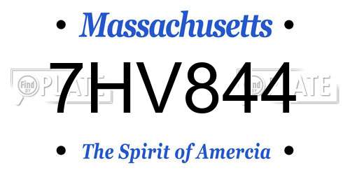 7HV844 Massachusetts License Plate