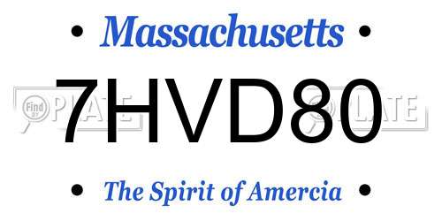 7HVD80 Massachusetts License Plate