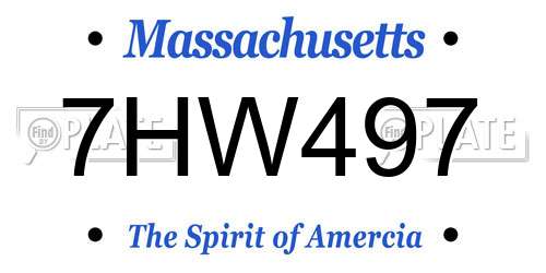 7HW497 Massachusetts License Plate