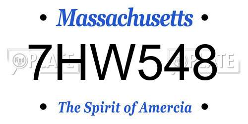 7HW548 Massachusetts License Plate
