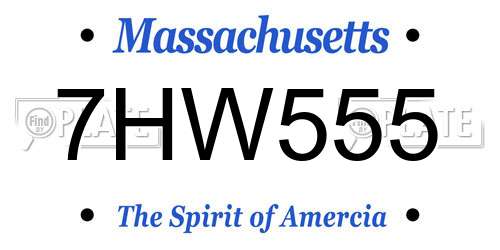 7HW555 Massachusetts License Plate