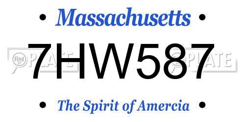 7HW587 Massachusetts License Plate