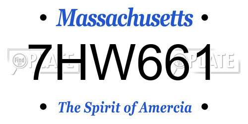 7HW661 Massachusetts License Plate