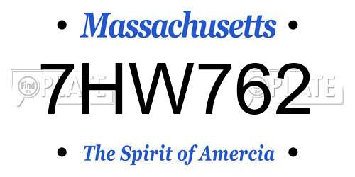 7HW762 Massachusetts License Plate