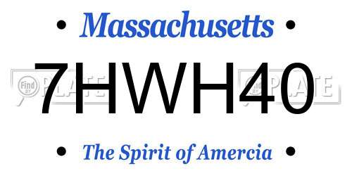 7HWH40 Massachusetts License Plate