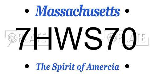7HWS70 Massachusetts License Plate