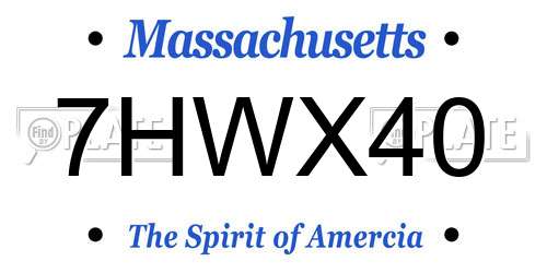 7HWX40 Massachusetts License Plate
