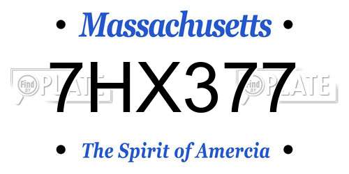 7HX377 Massachusetts License Plate