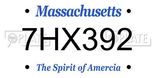 7HX392 Massachusetts License Plate