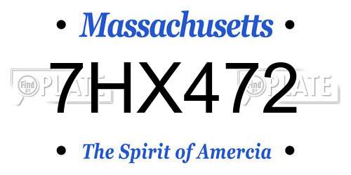 7HX472 Massachusetts License Plate