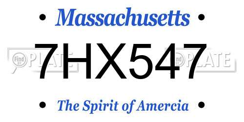 7HX547 Massachusetts License Plate