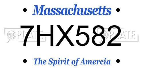 7HX582 Massachusetts License Plate
