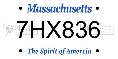 7HX836 Massachusetts License Plate