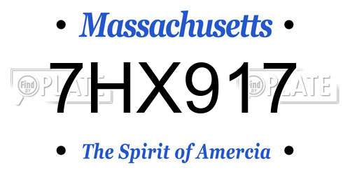 7HX917 Massachusetts License Plate