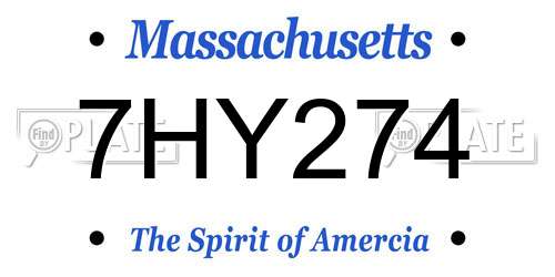 7HY274 Massachusetts License Plate