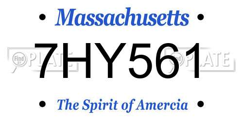 7HY561 Massachusetts License Plate