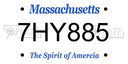 7HY885 Massachusetts License Plate