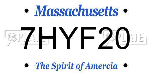 7HYF20 Massachusetts License Plate