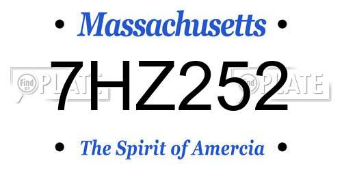 7HZ252 Massachusetts License Plate