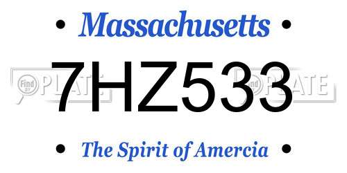 7HZ533 Massachusetts License Plate