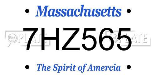 7HZ565 Massachusetts License Plate