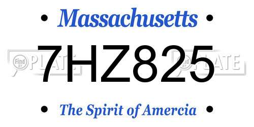 7HZ825 Massachusetts License Plate