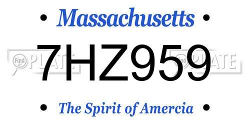 7HZ959 Massachusetts License Plate