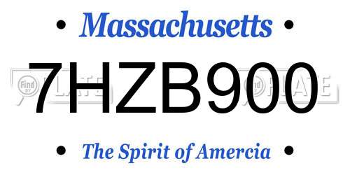 7HZB900 Massachusetts License Plate