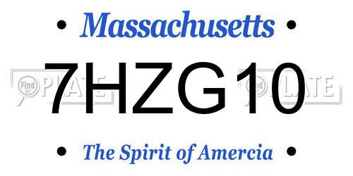 7HZG10 Massachusetts License Plate