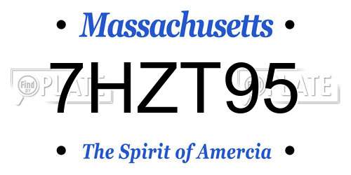 7HZT95 Massachusetts License Plate