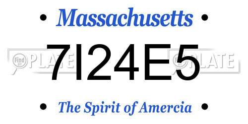 7I24E5 Massachusetts License Plate