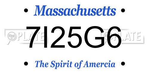 7I25G6 Massachusetts License Plate