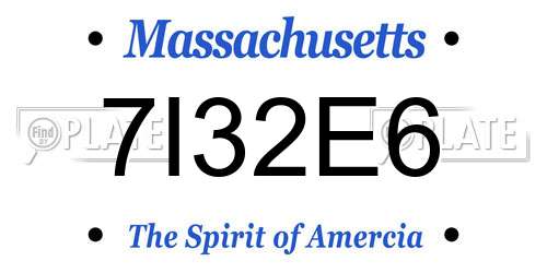 7I32E6 Massachusetts License Plate