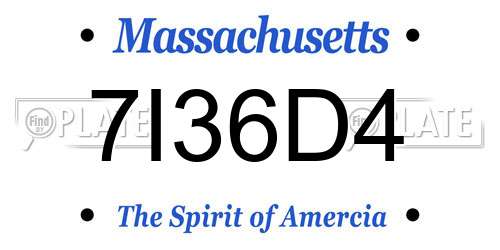 7I36D4 Massachusetts License Plate