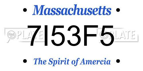7I53F5 Massachusetts License Plate