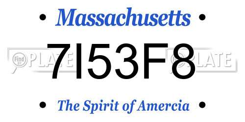 7I53F8 Massachusetts License Plate