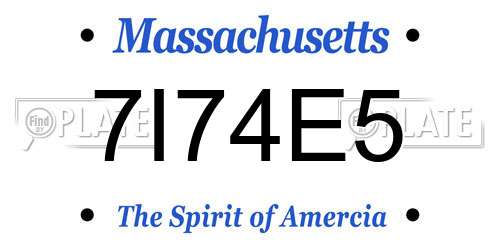 7I74E5 Massachusetts License Plate