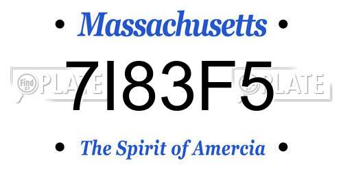 7I83F5 Massachusetts License Plate